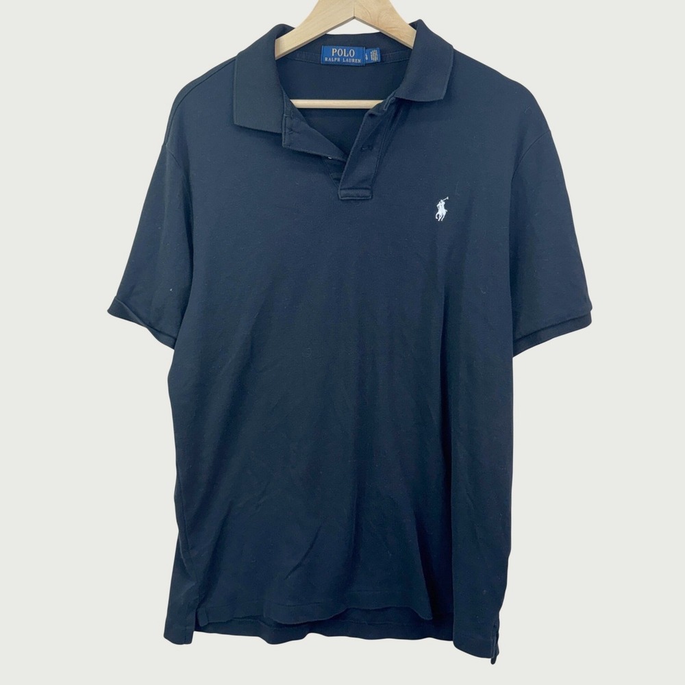 Polo Ralph Lauren Polo Shirt Large Black Classic Preppy Short Sleeve Cotton
